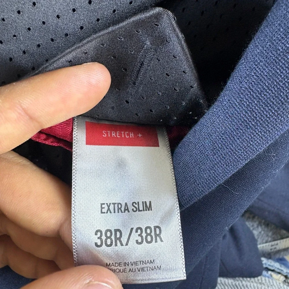 Express Performance Extra Slim Navy Blue Suit Set 38R/32x32 Two Button Stretch